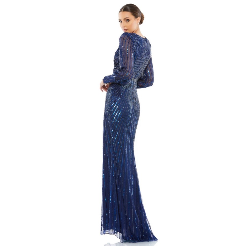Sequined wrap over bishop sleeve gown - Picture 2 of 3